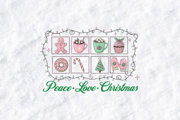Peace Love Christmas Grid SVG | Cozy Icons Sublimation