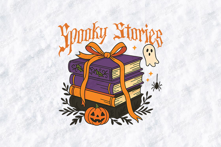 Spooky Stories SVG - Retro Halloween Book Stack Cut File