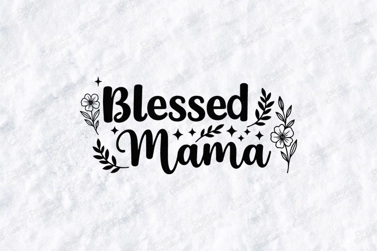 Blessed Mama SVG - Minimalist Floral Motherhood Hearts Art