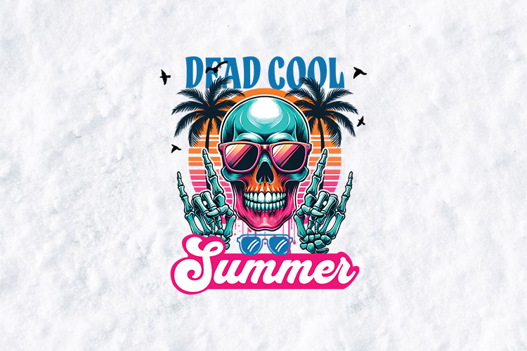 Dead Cool Summer Skull Retro SVG Edgy Beach T-Shirt Design