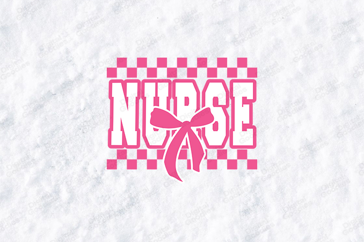 Nurse SVG - Pink Checkered Coquette Bow Medical Cut File