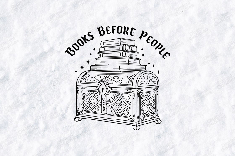 Books Before People SVG - Gothic Treasure Chest Bookish File