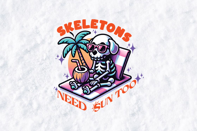 Skeletons Need Sun Too Beach Dog Skeleton Summer SVG Design