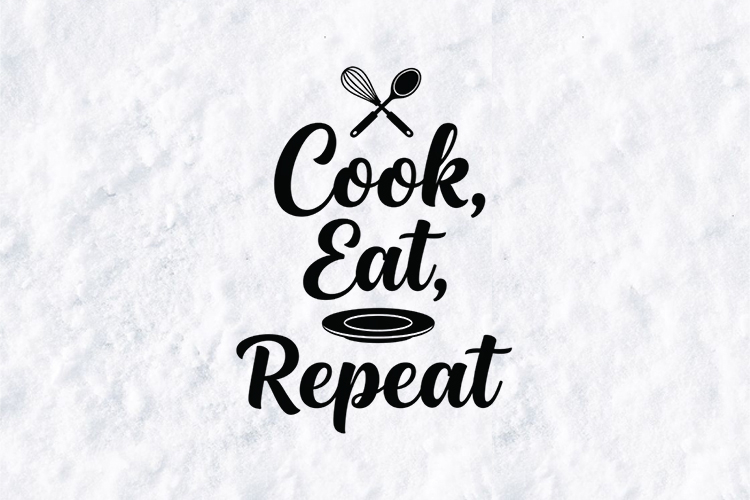Cook Eat Repeat SVG - Kitchen Quote Digital Cutting File