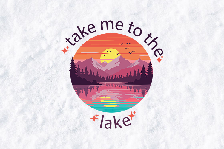Take Me To The Lake Retro Sunset SVG Mountain Sublimation