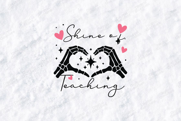 Shine of Teaching SVG - Trendy Skeleton Hand Heart Cut File
