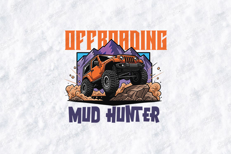 Offroading Mud Hunter SVG - 4x4 Jeep Mountain Adventure File