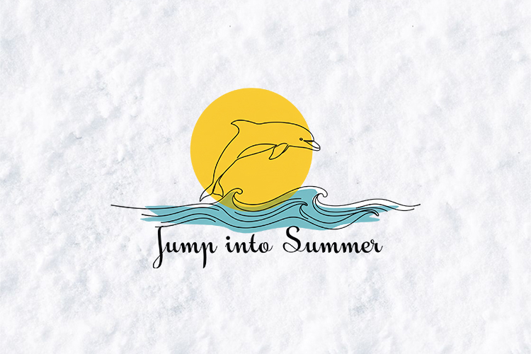 Jump Into Summer SVG - Minimalist Dolphin Ocean Line Art