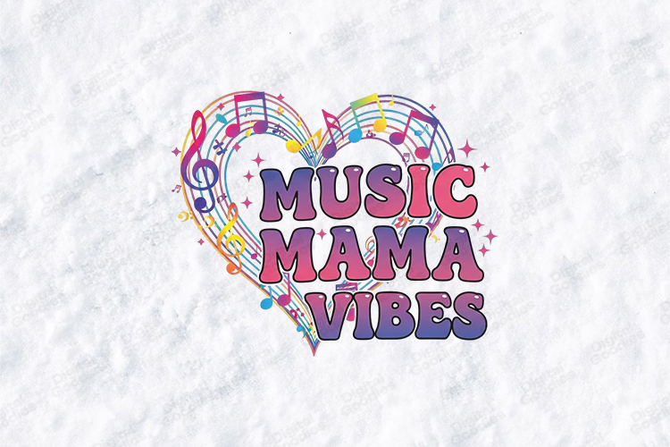 Music Mama Vibes SVG - Colorful Heart Musical Note Art