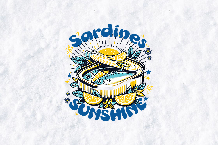 Sardines and Sunshine Retro Tinned Fish Sublimation PNG