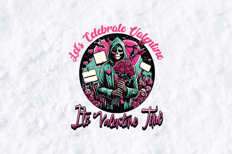 Edgy Skeleton Valentine PNG - Grim Reaper Roses Sublimation