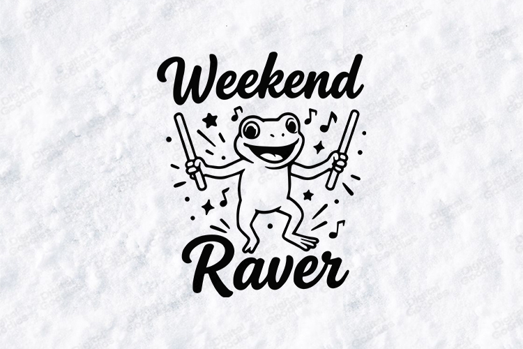Weekend Raver Frog SVG Cute Music Party Drink T Shirt Design