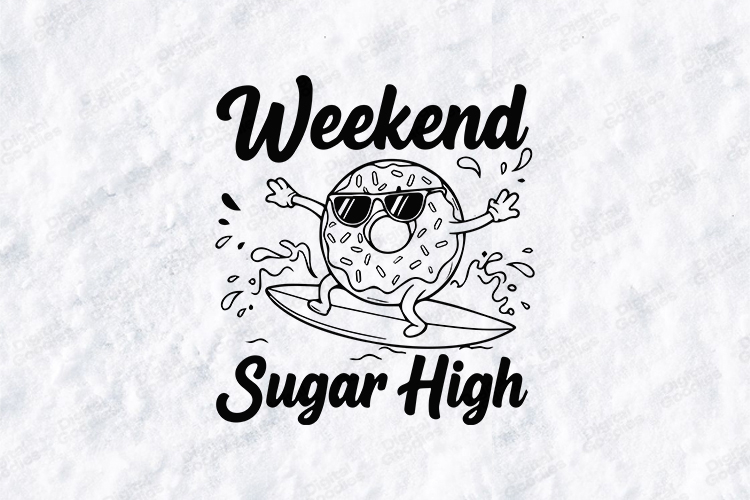 Weekend Sugar High Donut SVG Funny Surfing T Shirt Design