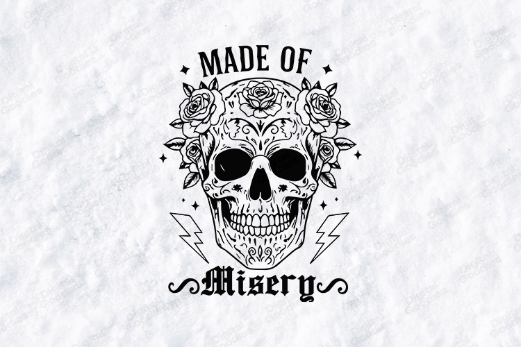Made Of Misery Skull Floral Shirt Design
