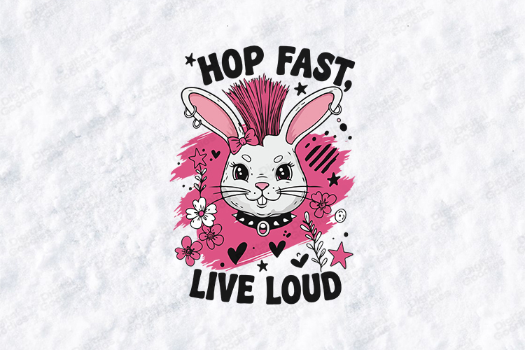 Hop Fast Live Loud Bunny Shirt Design