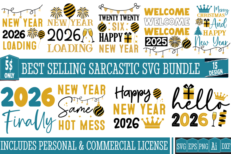 New Year 2026 SVG Bundle,New Year svg bundle 2026