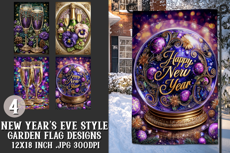 New Years Eve Garden Flag, Champagne Style Garden Flag s6