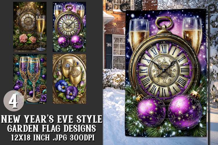New Years Eve Garden Flag, Champagne Style Garden Flag s7