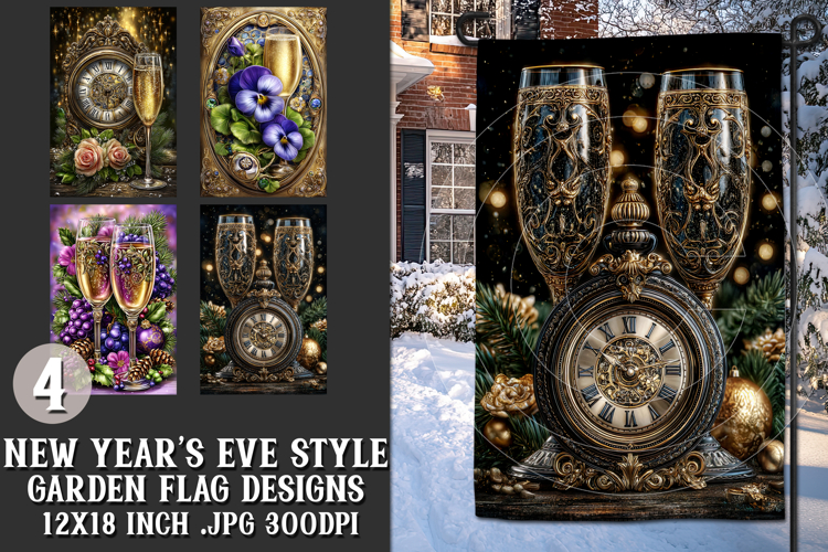 New Years Eve Garden Flag, Champagne Style Garden Flag s2