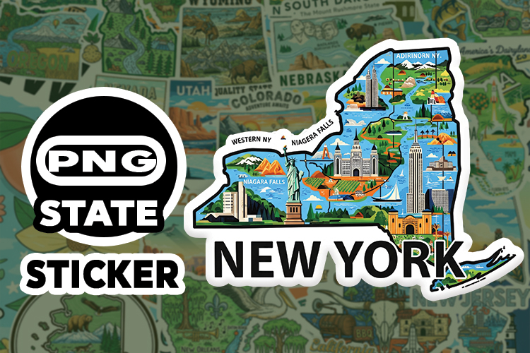 New York Sticker PNG SVG | State Outline Decal File