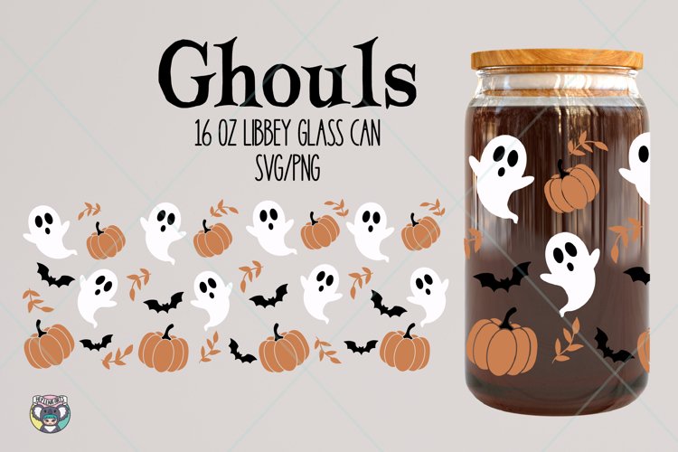 Ghouls 16 oz Glass Can Wrap svg, Funny Halloween svg