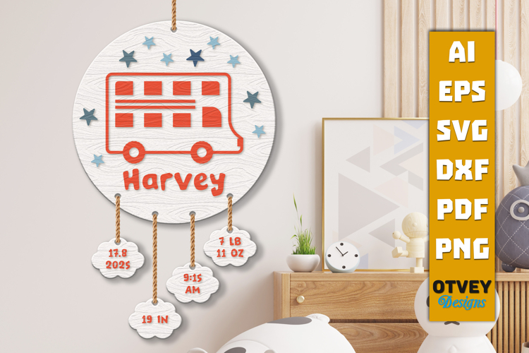 Newborn Baby Personalized Stat Sign Lasercut