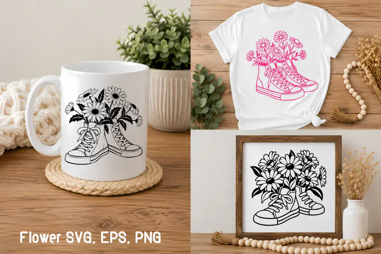 Daisy Sneakers Floral SVG Design | Flower SVG