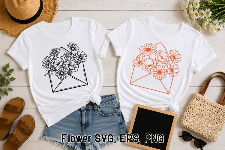Floral Envelope Wildflower SVG Design | Flower SVG