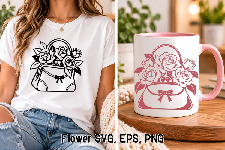 Flowers in Handbag Rose SVG Design | Flower SVG
