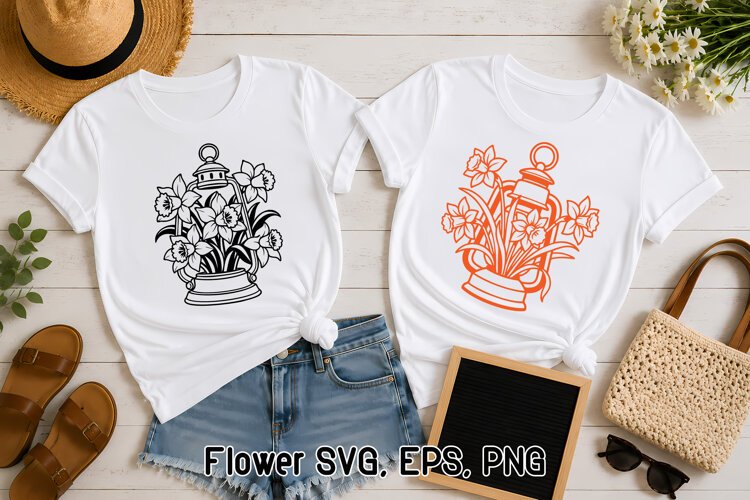 Flowers in Lantern Daffodil SVG Design | Flower SVG example image 1