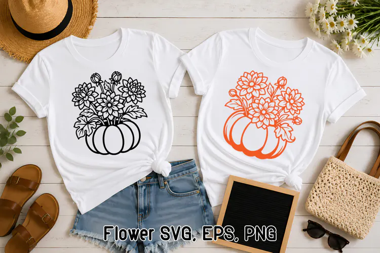 Flowers in Pumpkin Dahlia SVG Design | Flower SVG