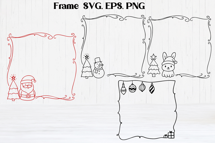 Square Christmas frame SVG design, Christmas frame clipart