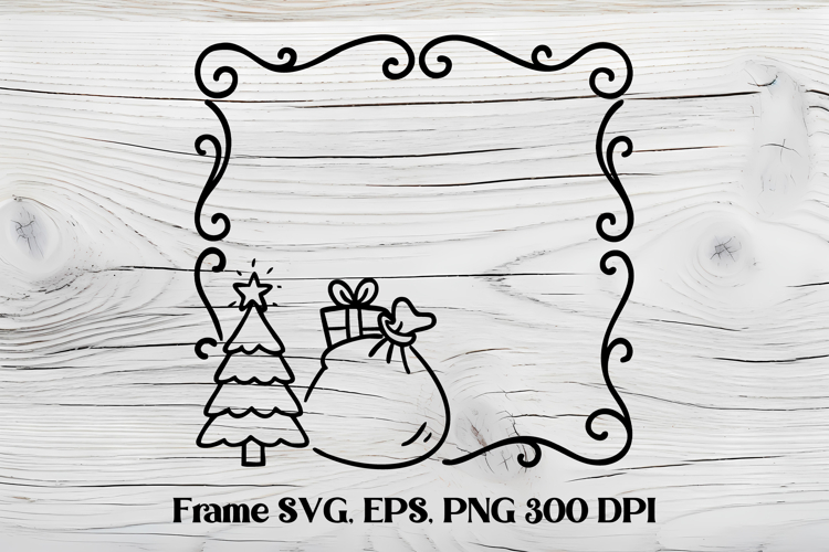 Square Christmas frame SVG design, Christmas frame clipart