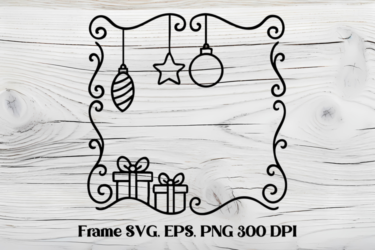 Square Christmas frame SVG design, Christmas frame clipart