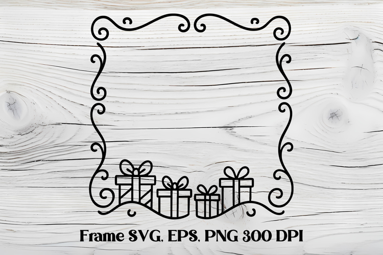 Square Christmas frame SVG design, Christmas frame clipart