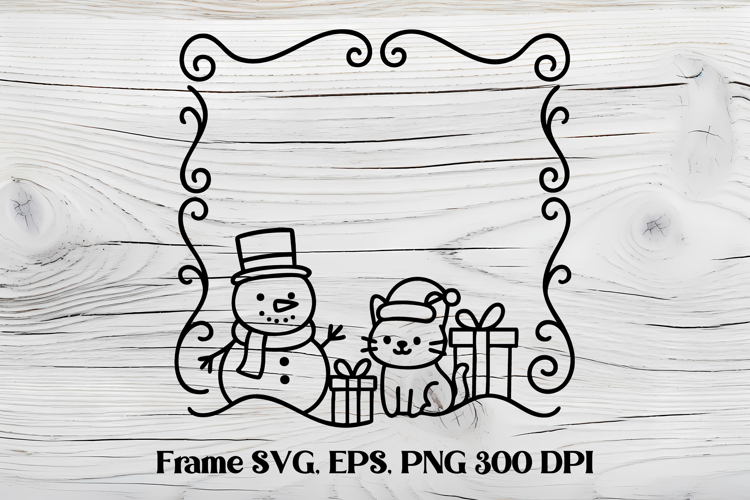 Square Christmas frame SVG design, Christmas frame clipart
