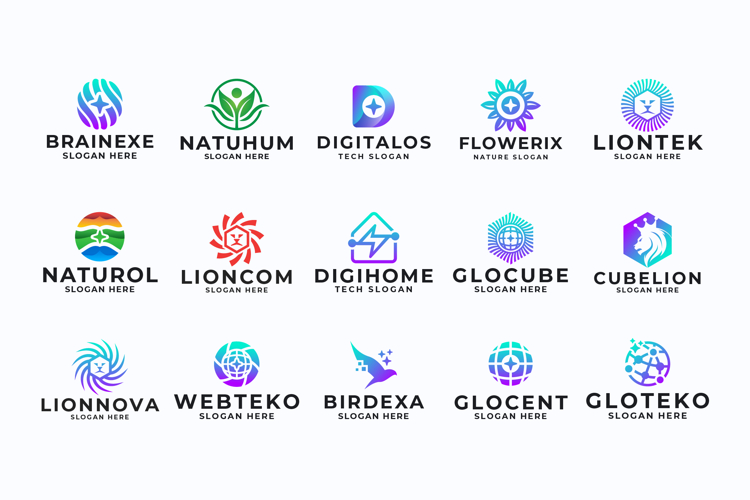 15 Corporate Tech and Nature Vector Logos