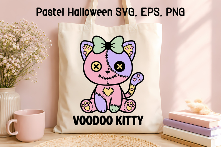 Pastel Halloween Voodoo Kitty SVG | Pastel Halloween SVG