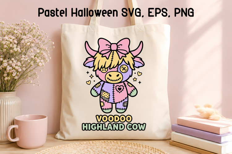 Pastel Halloween Voodoo Highland Cow SVG | Pastel Halloween