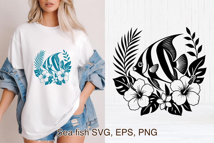Tropical fish SVG design | Sea animal silhouette SVG