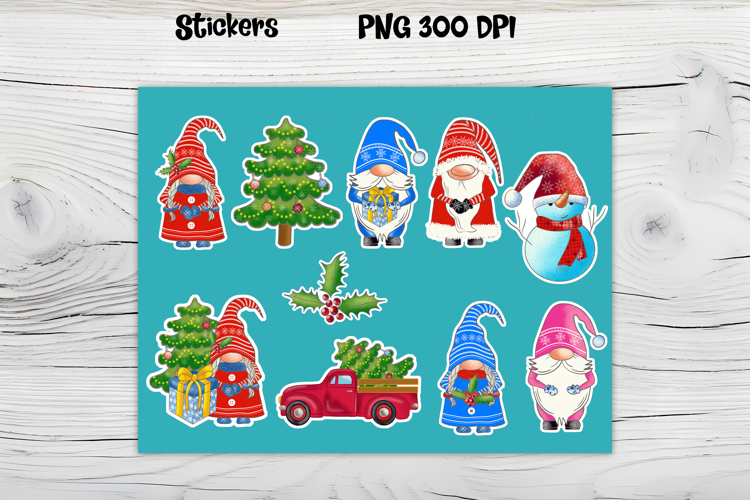 Cute Christmas gnome sticker | Printable winter gnome PNG