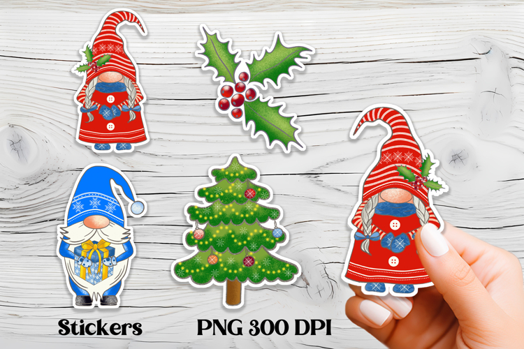 Cute Christmas gnome sticker | Printable winter gnome PNG