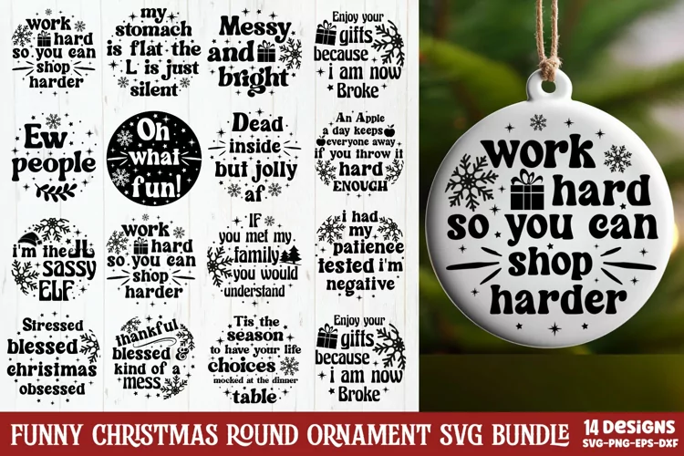 Funny Christmas Ornaments SVG Bundle, Christmas Ornament SVG