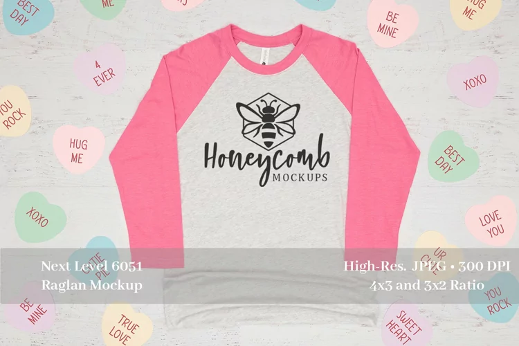 Valentines Raglan Mockup, Next Level 6051 Raglan Mockup