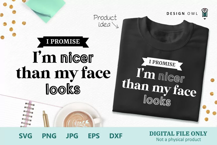 I'm Nicer Than My Face Looks - Funny T shirt SVG file