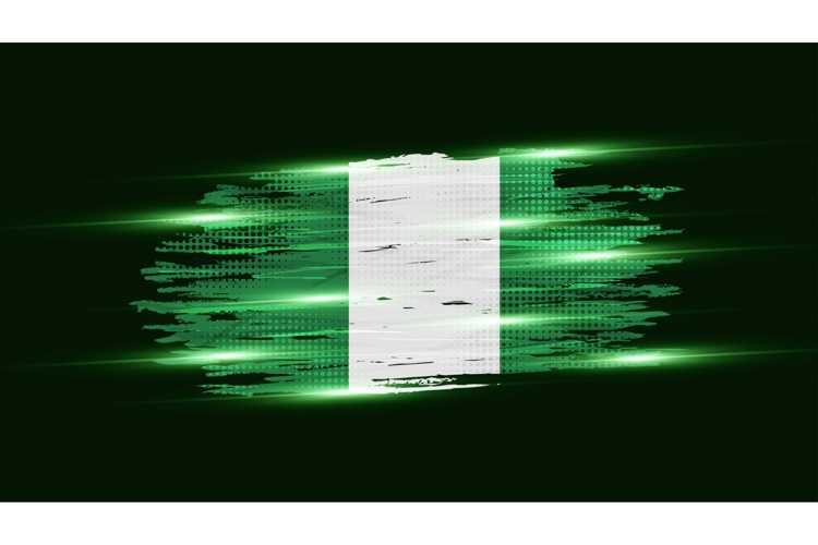 Nigeria Flag in Brush Paint Style with Halftone Effect