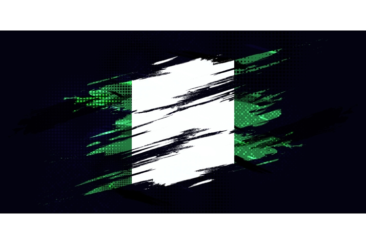 Nigeria Flag with Grunge Brush Stroke Style