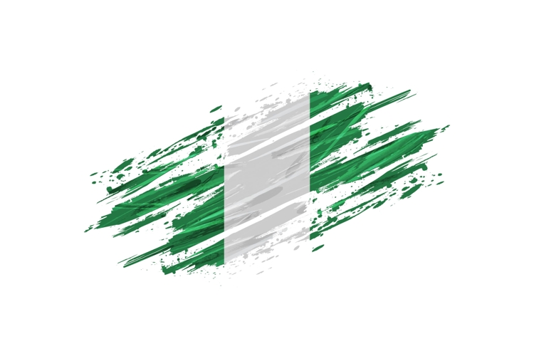 Nigeria Flag in Grunge Brush Paint Style
