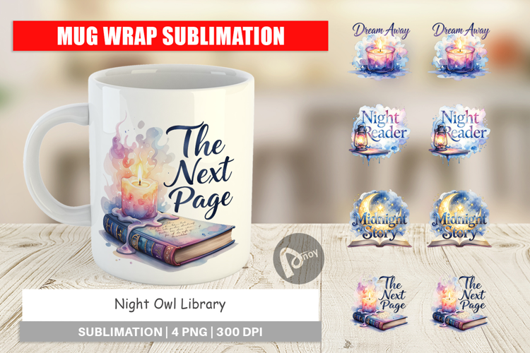 Night Owl Library Quotes Mug Wrap