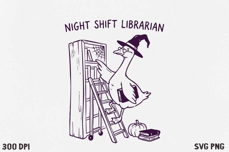 Bookish Halloween Goose SVG PNG |Witchy Reading Goose Design